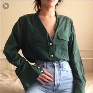 Jcrew Silk Mandarin Blouse